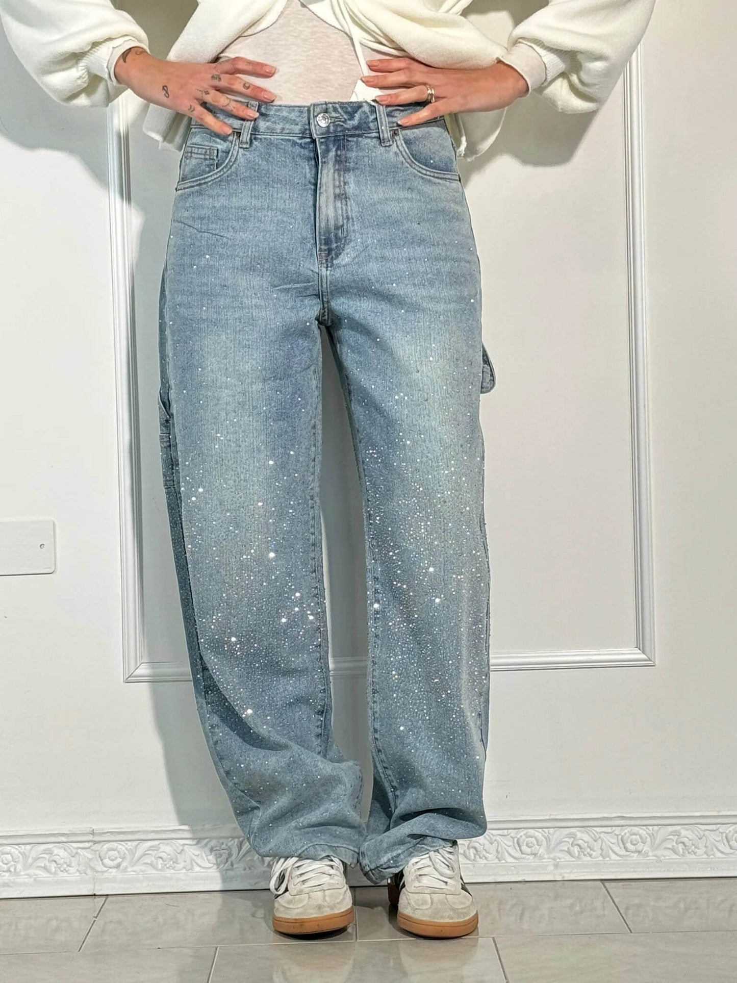 Jeans Balloon Carpenter con Brillo Chic
