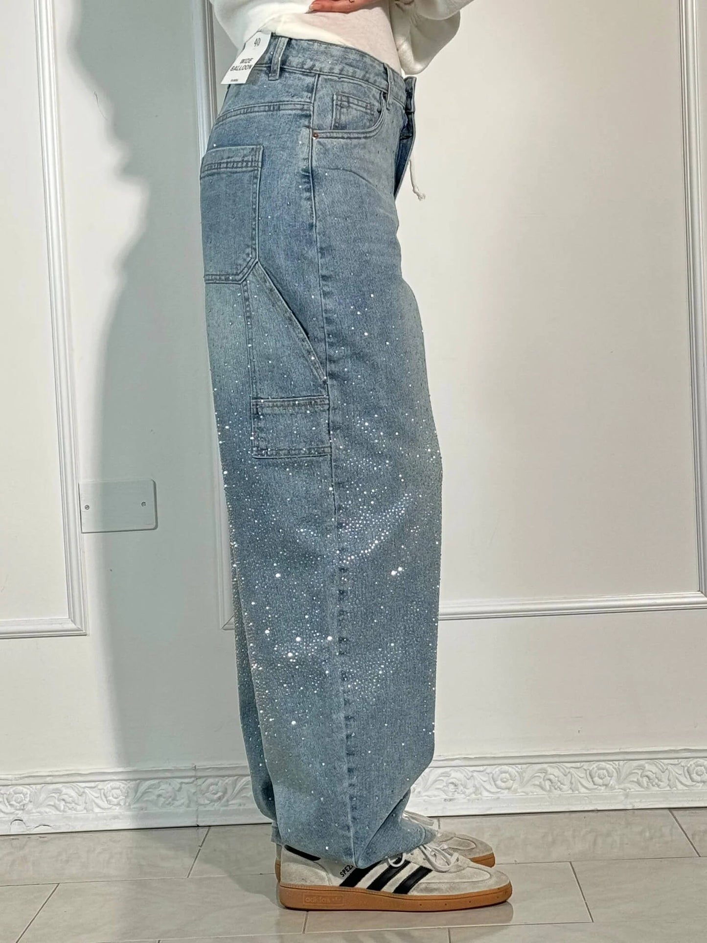 Jeans Balloon Carpenter con Brillo Chic