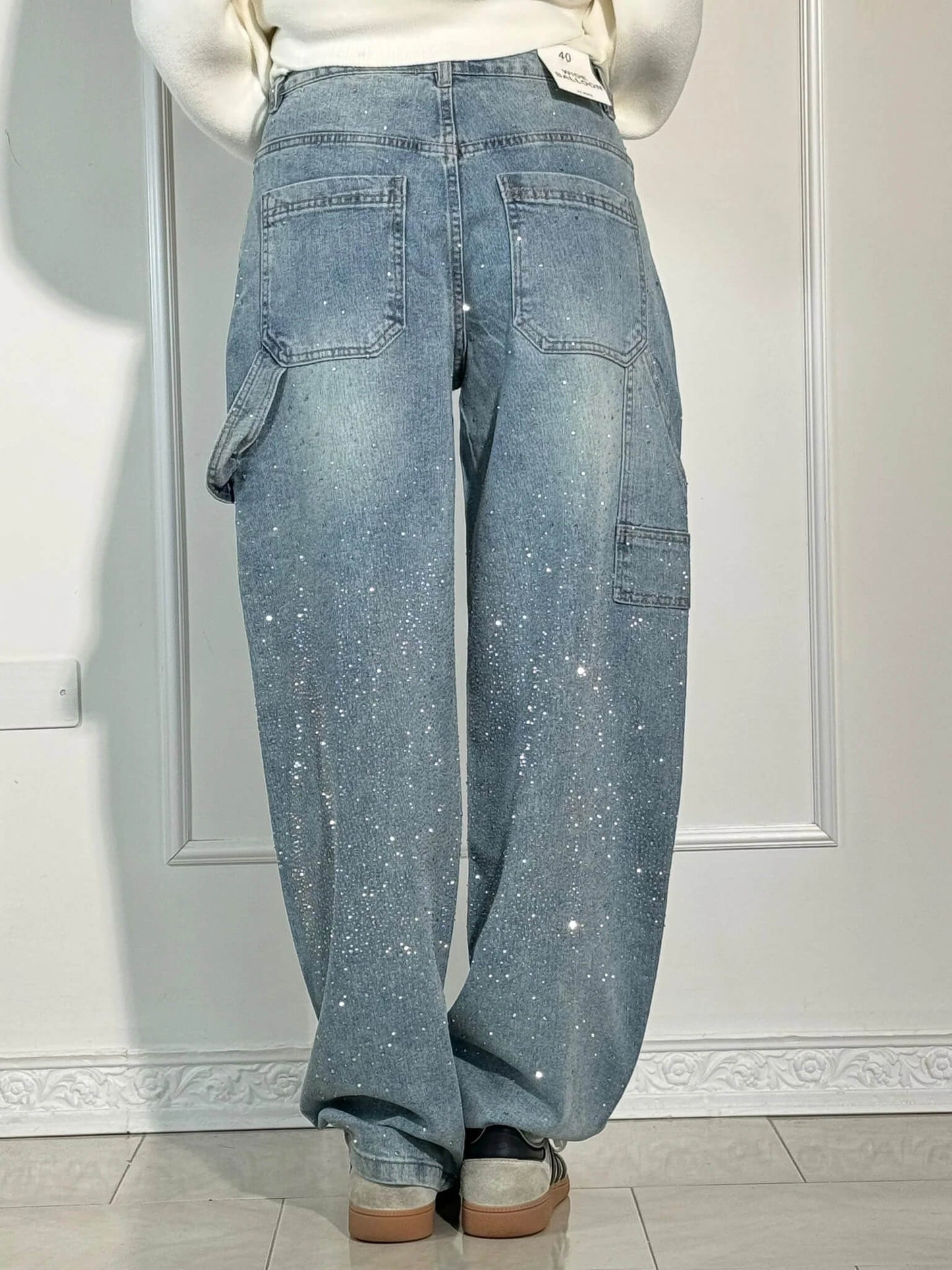 Jeans Balloon Carpenter con Brillo Chic