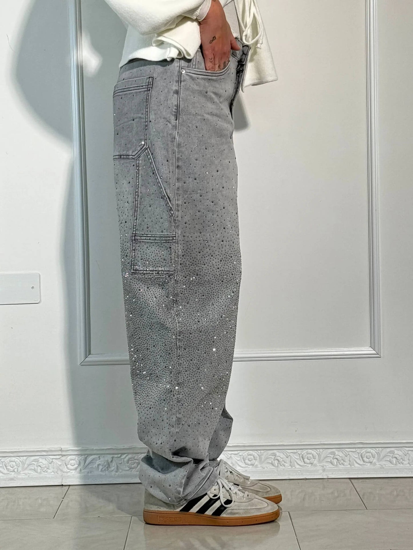Jeans Balloon Carpenter con Brillo Chic